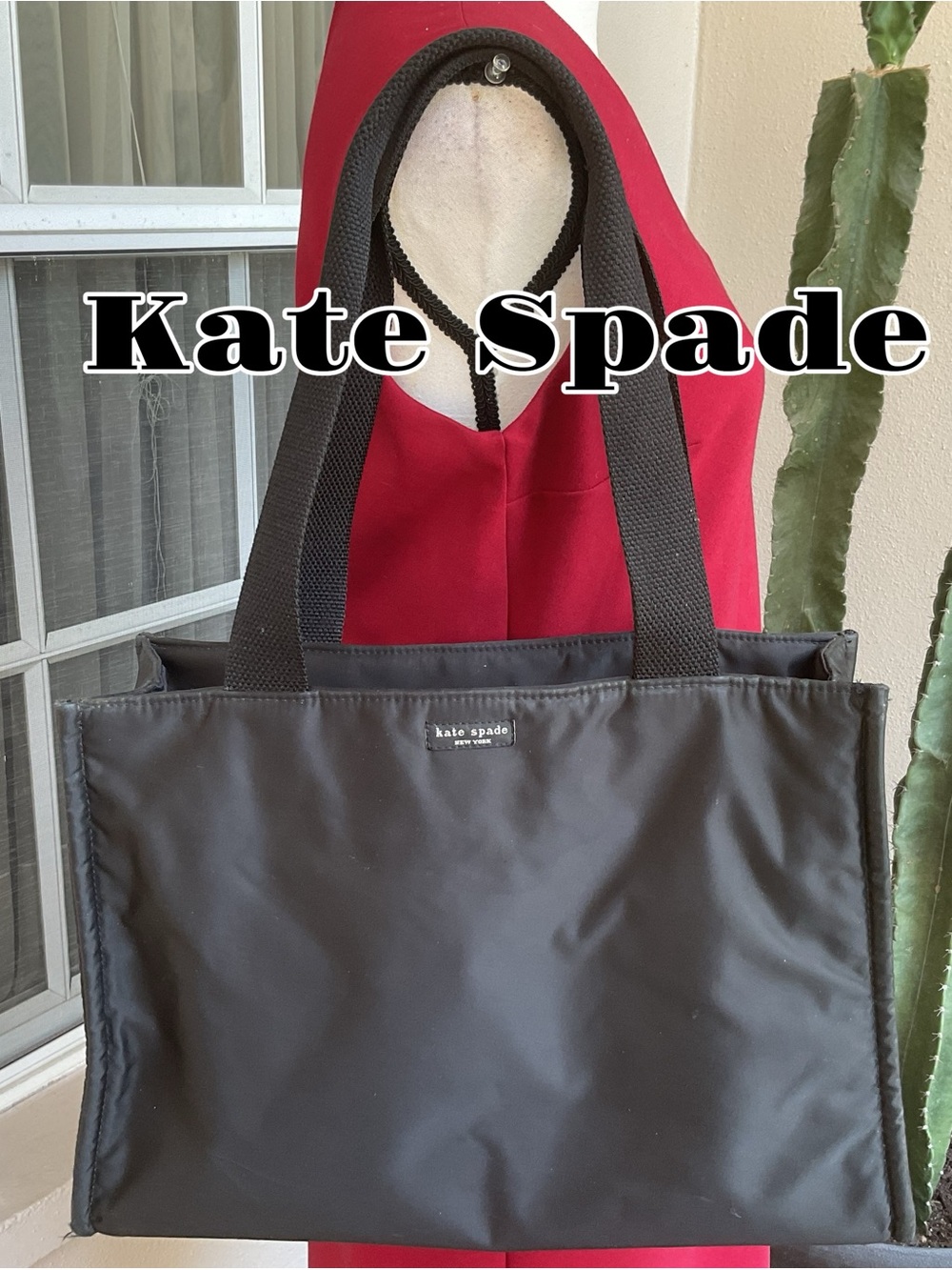 kate spade Black Nylon Tote with Web Handles